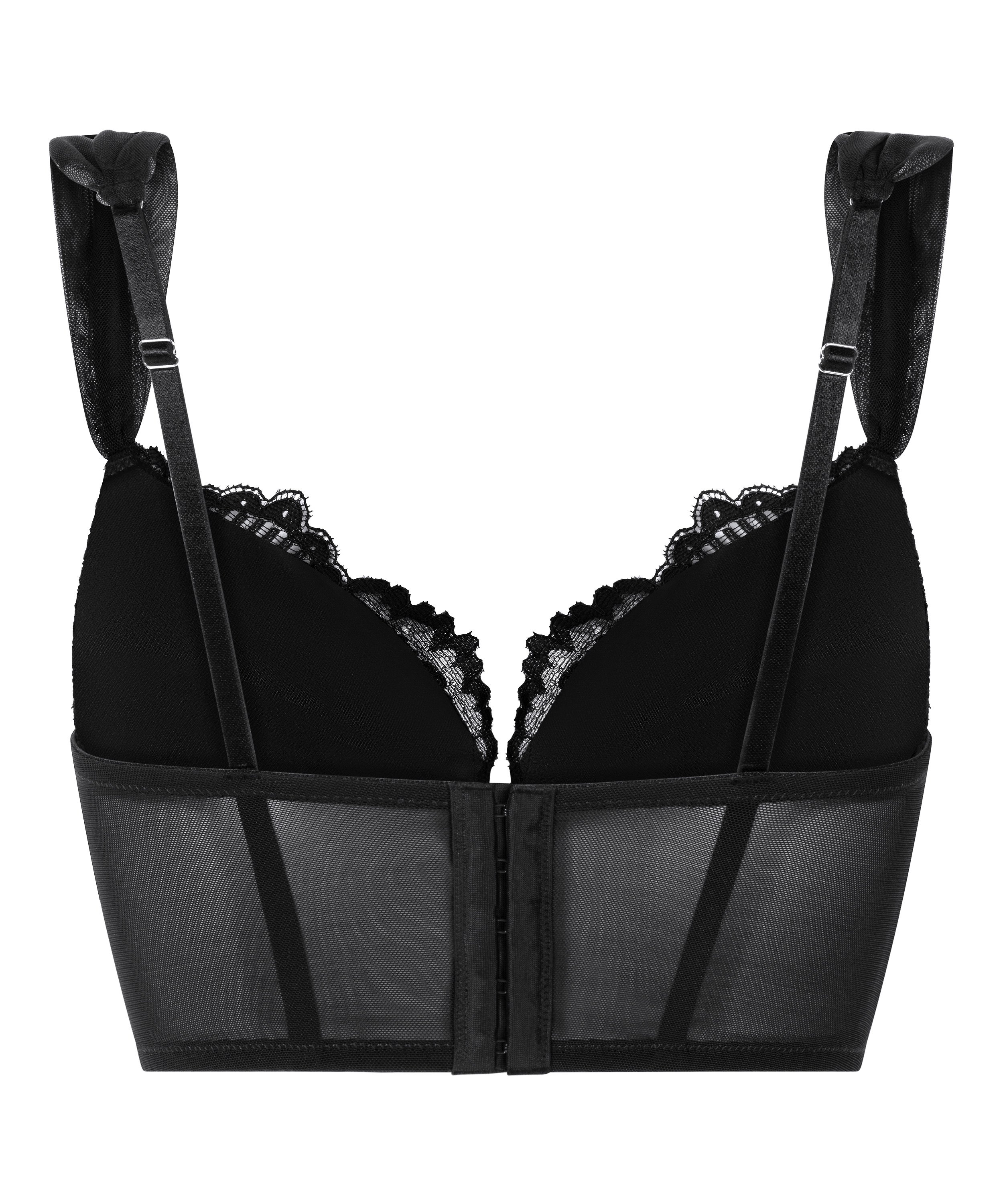 Whitney Padded Underwired Longline Push-Up Bra, Black, main