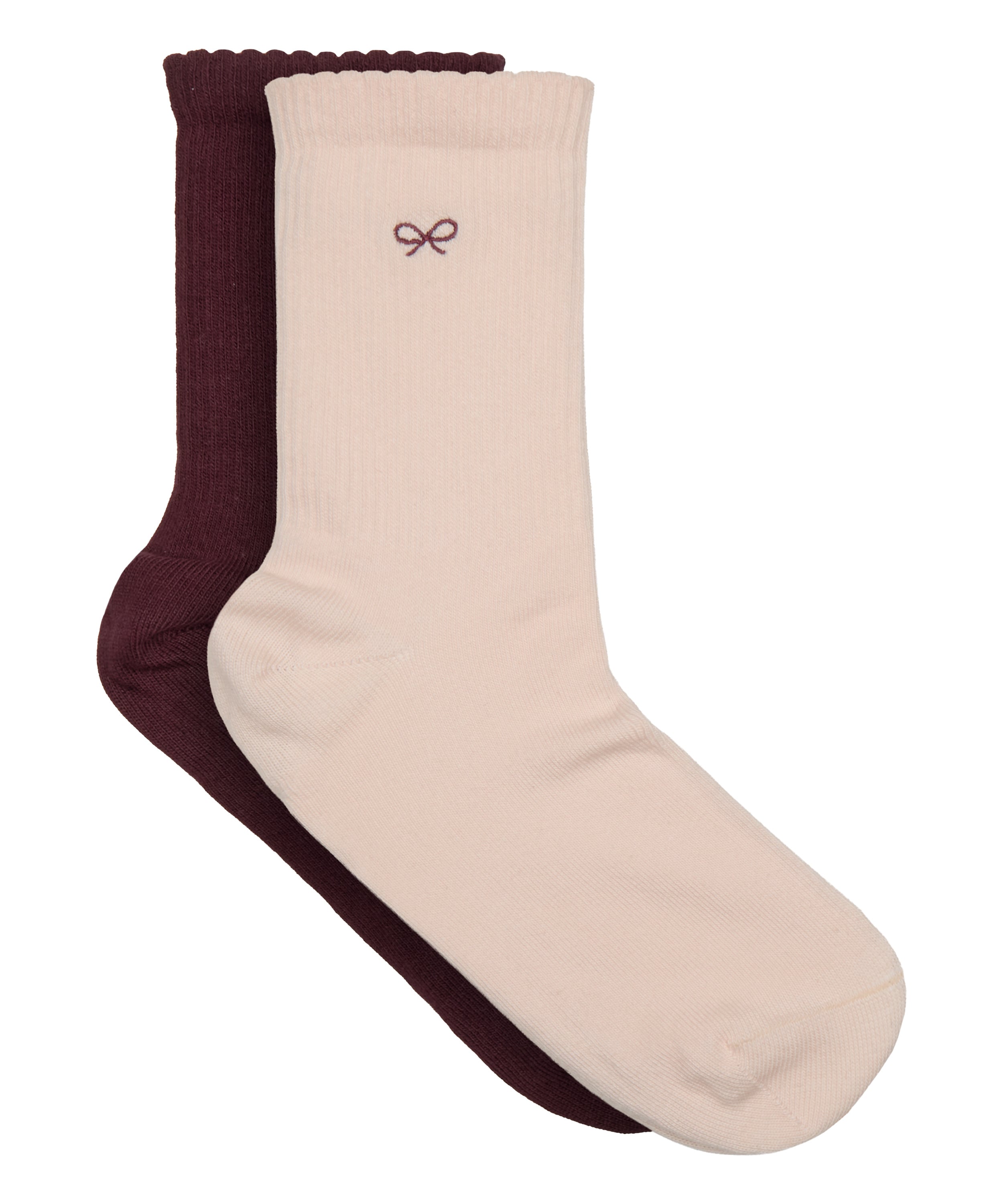 2 Pair Cotton Crew Socks, Pink, main