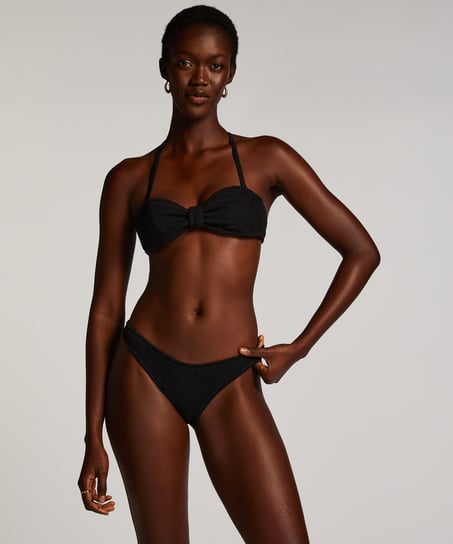 Crinkle Bandeau Bikini Top, Black