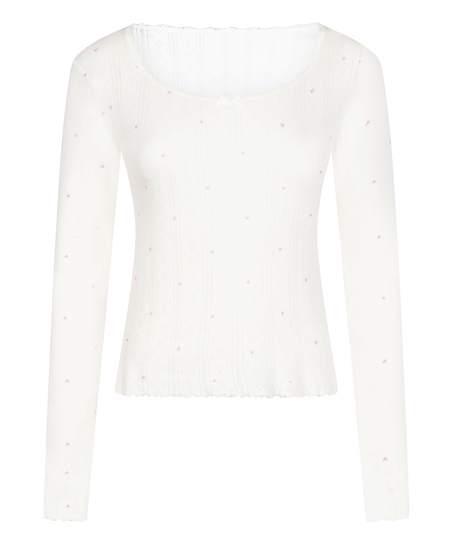 Pointelle Pyjama Top, White