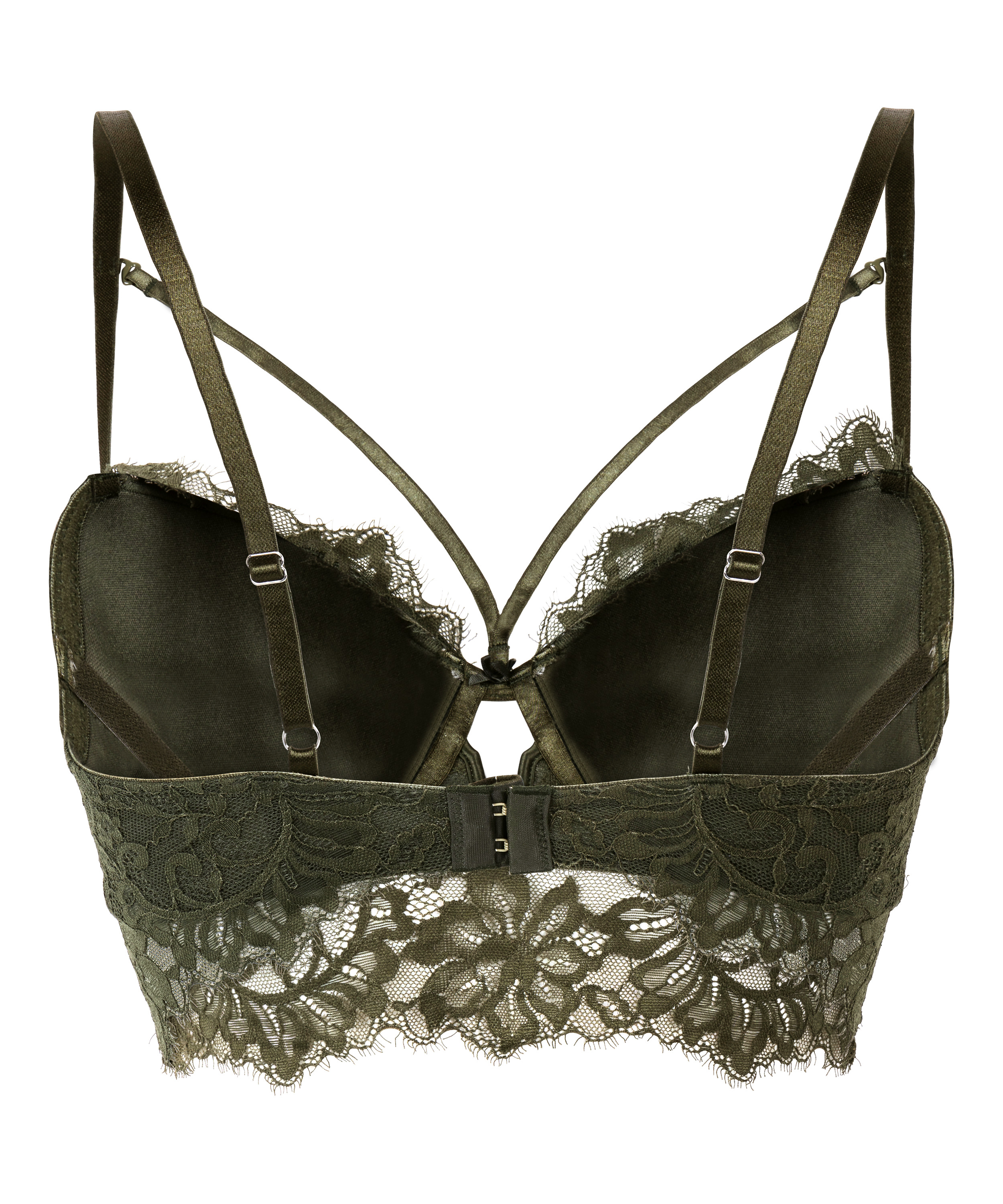 Isabella Padded Underwired Longline Bra, Green, main