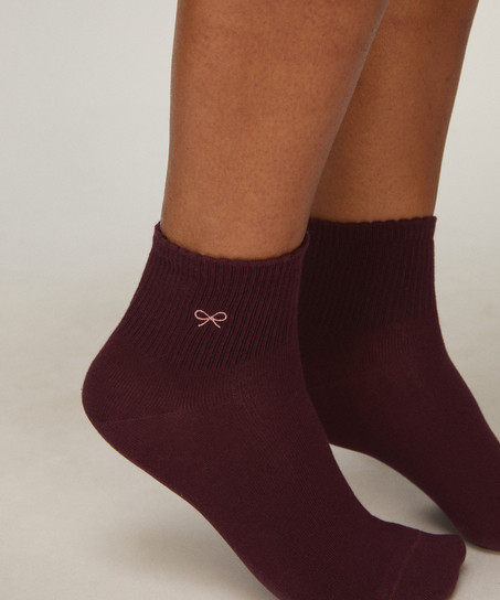 2 Pair Cotton Half Crew Socks, Pink