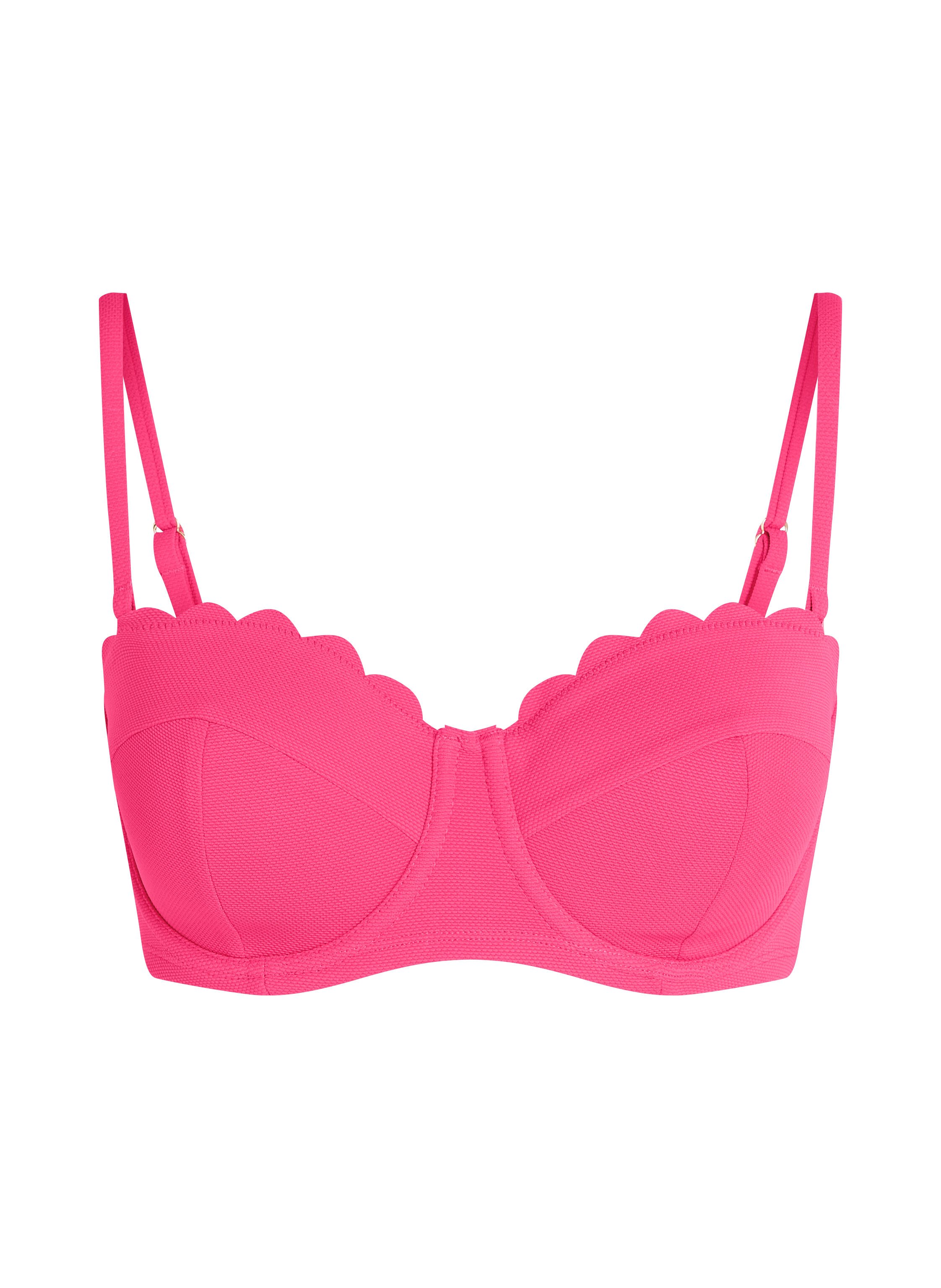 Scallop Padded Strapless Underwired Bikini Top Cup E +, Pink