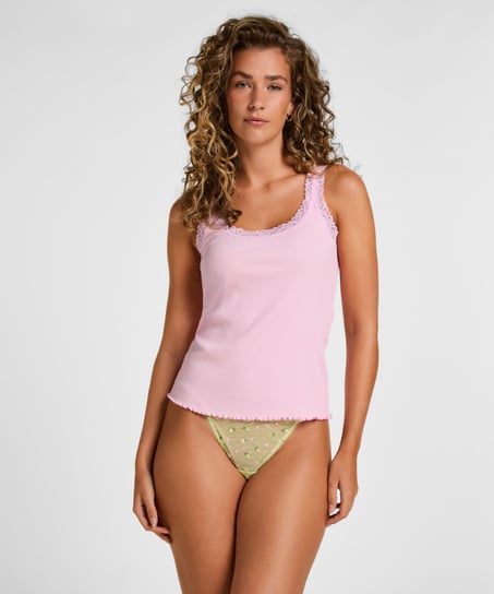 Singlet Rib Jersey Lace, Pink
