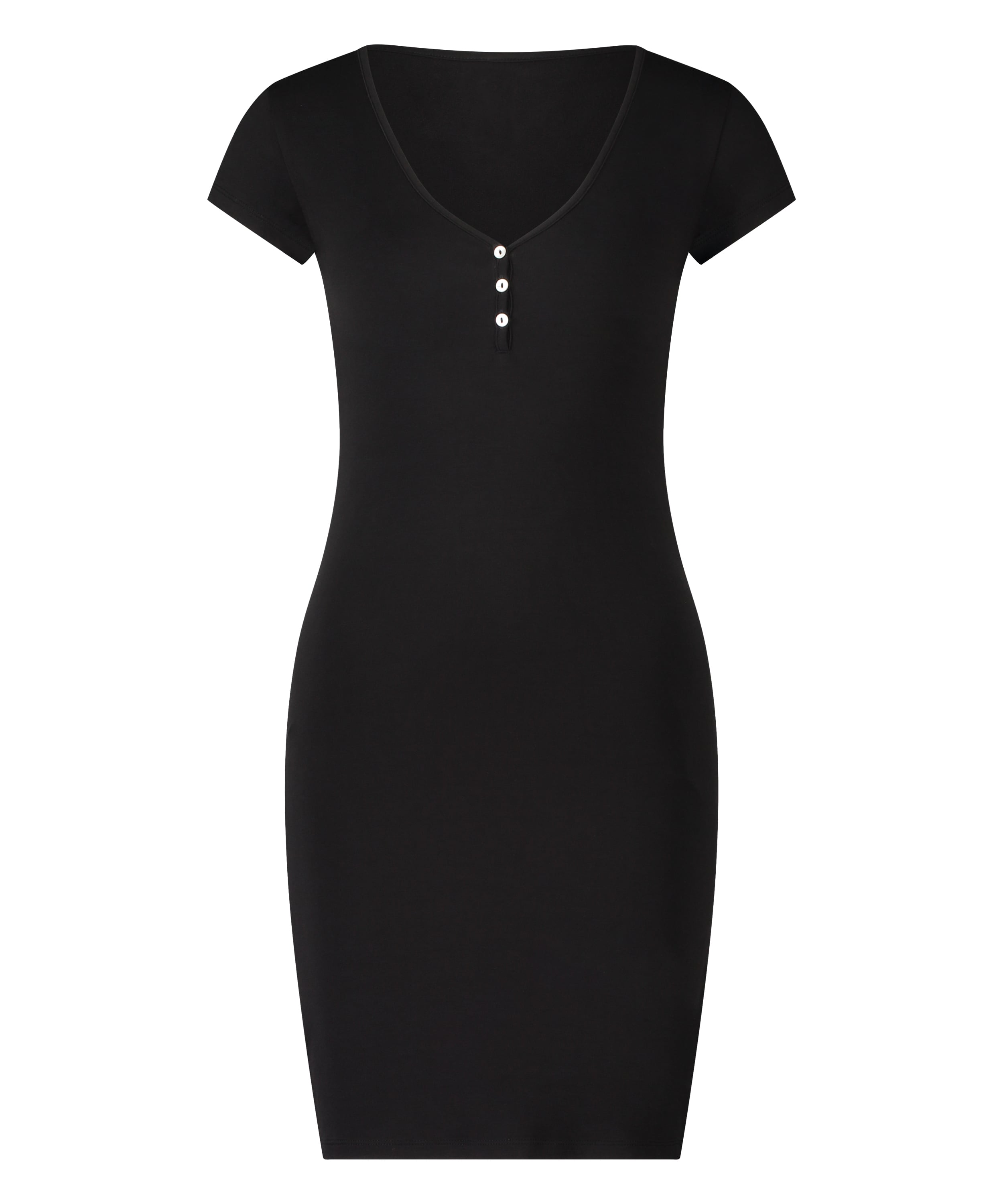 Henley Nightshirt, Black, main