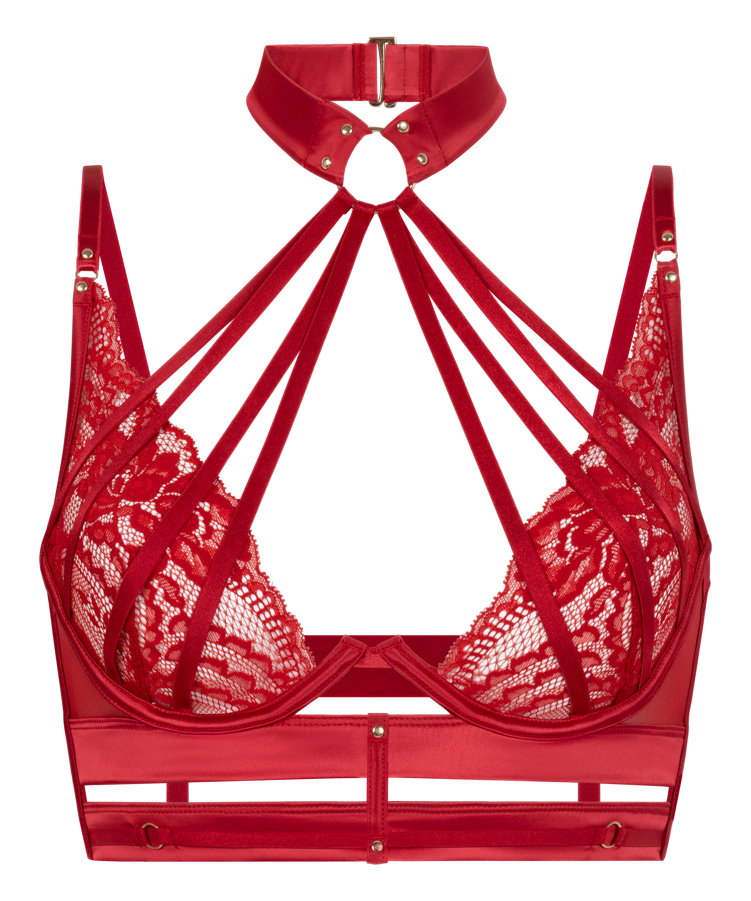 Emmeline Non-Padded Underwired Longline Bra, Red, main