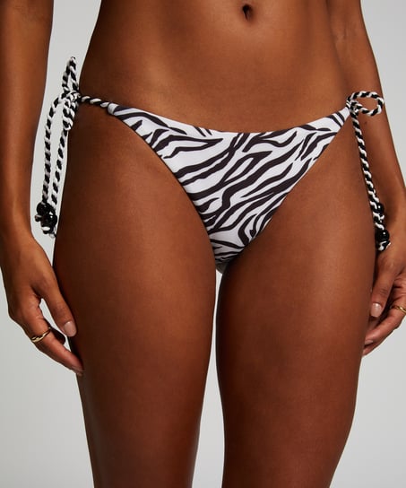 Doha Zebra Cheeky Tanga Bikini Bottoms, White