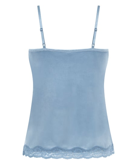 Velours Lace Cami Top, Blue