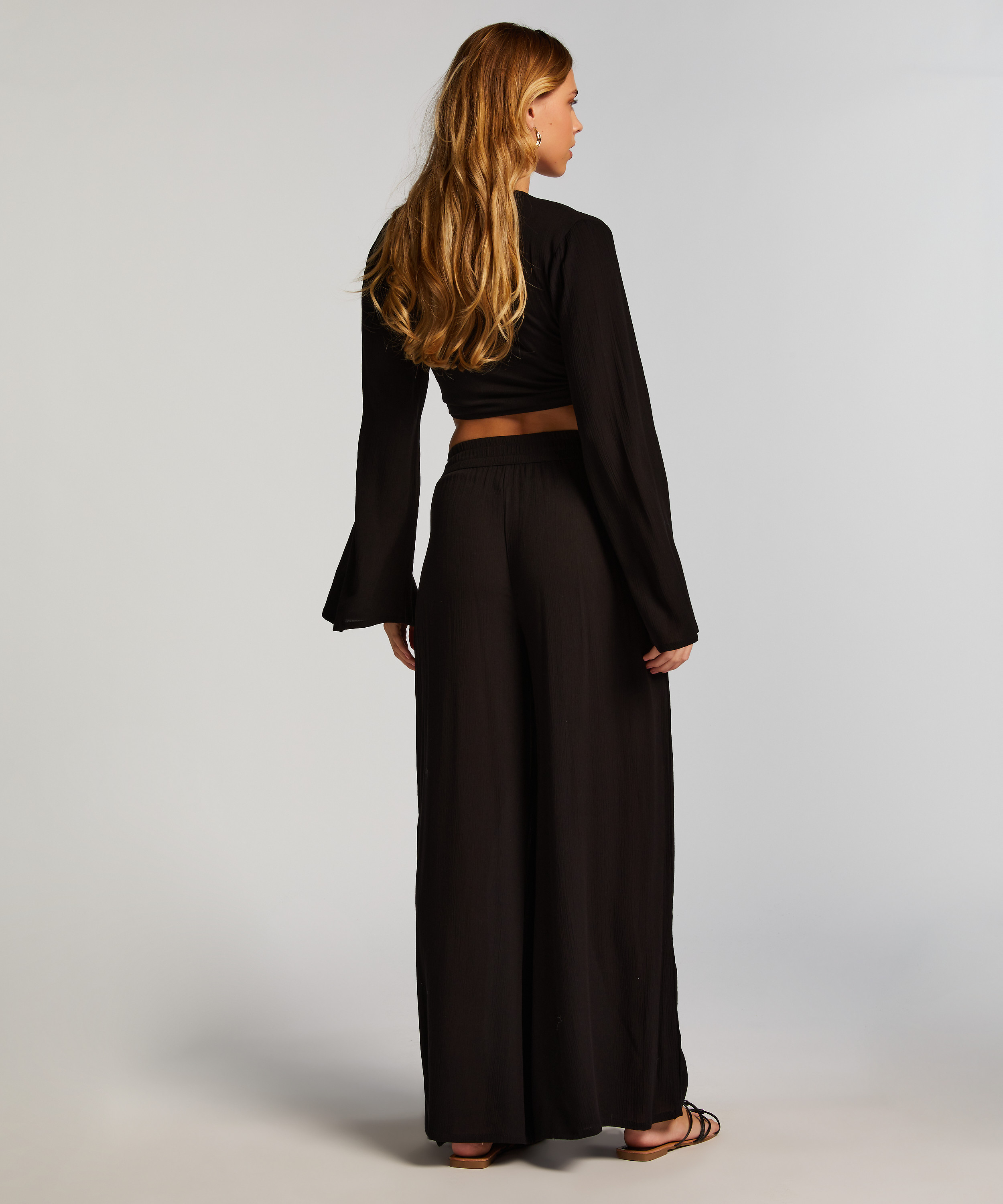 Knot Long Sleeve Top, Black, main