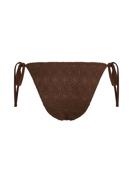 Crochet Cheeky Tanga Bikini Bottoms, Brown