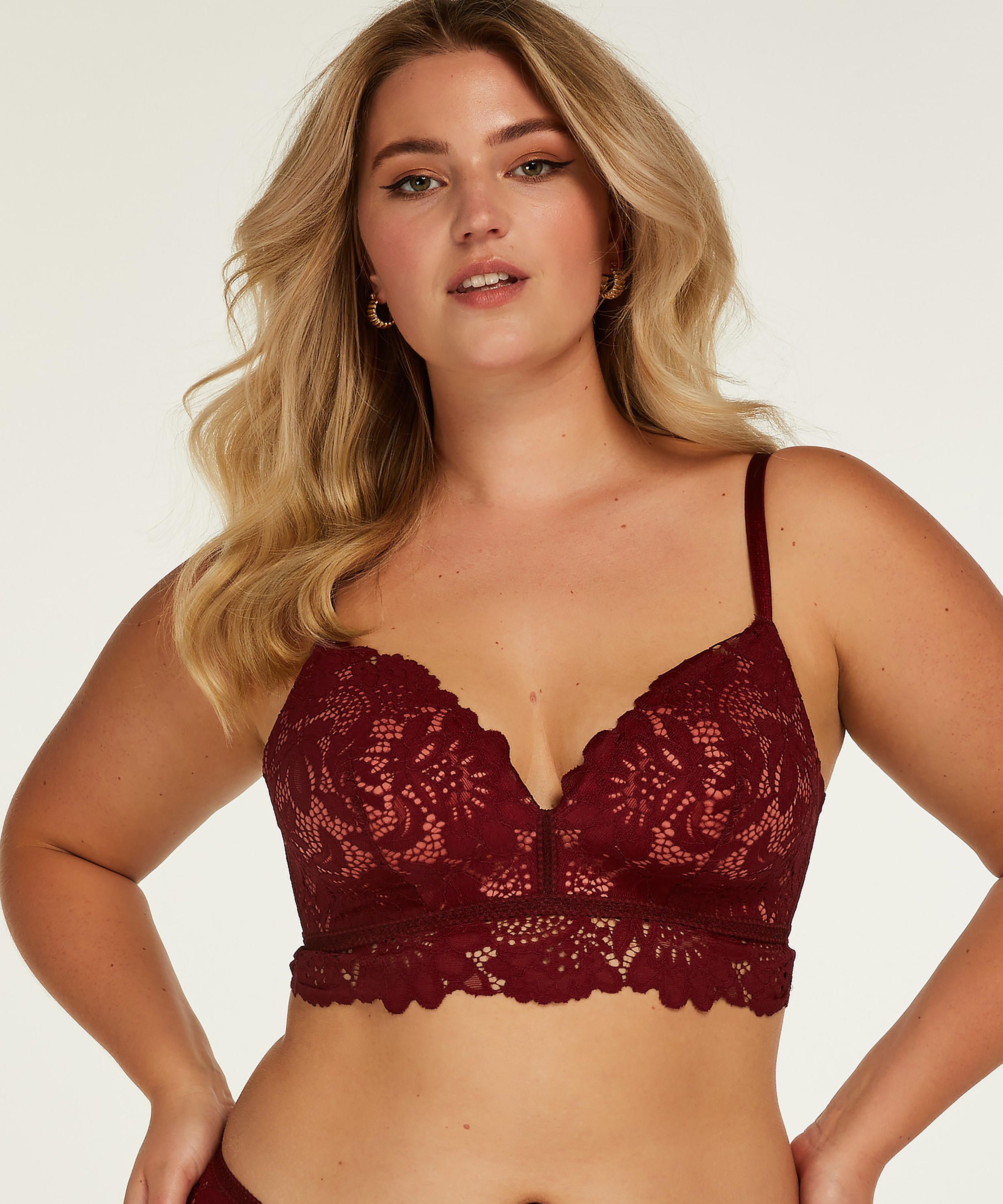 Shiloh Padded Longline Non-Underwired Bra, Red, main