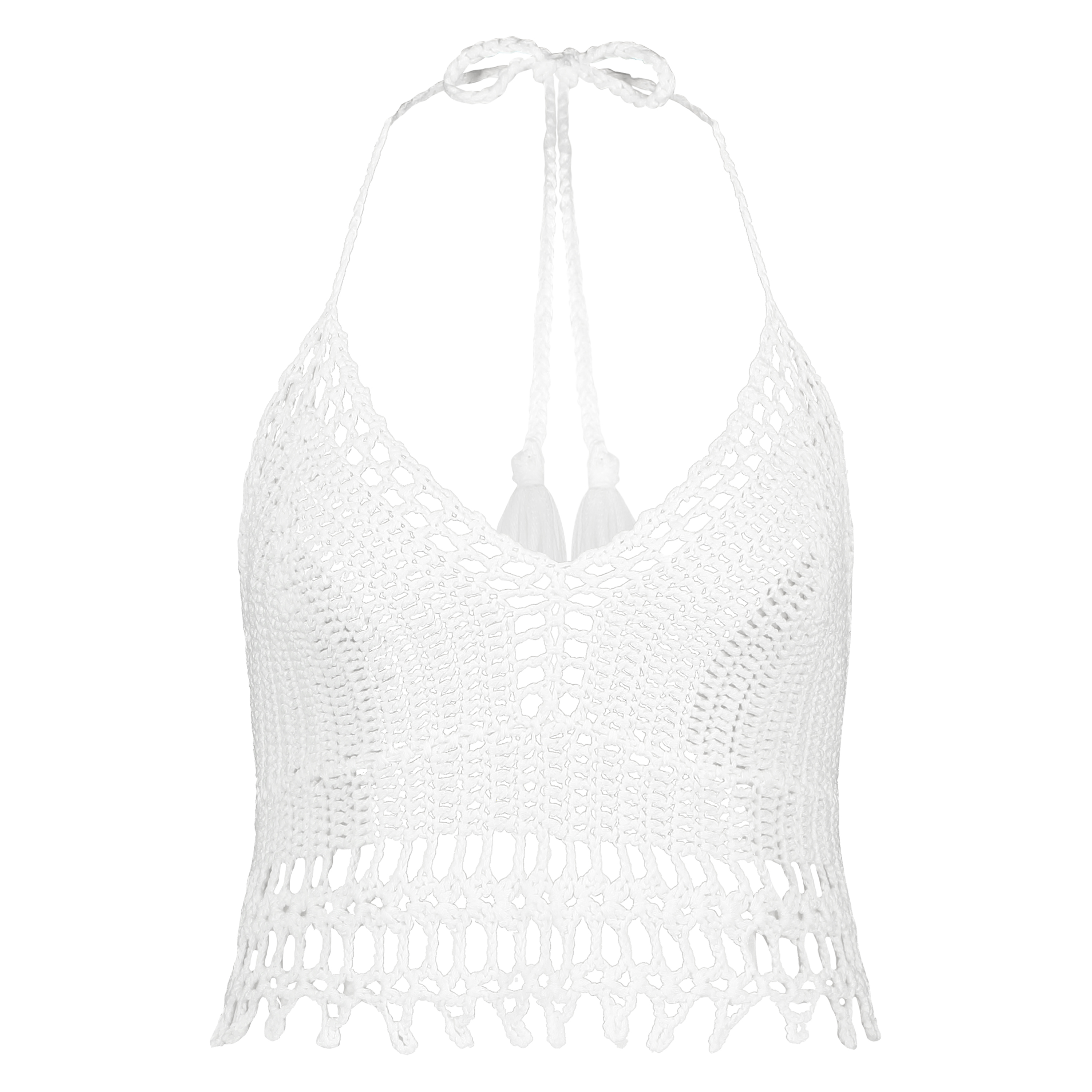 Crochet Crop Top, White, main