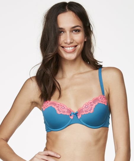 Secret Lace Padded Underwired Bra, Blue