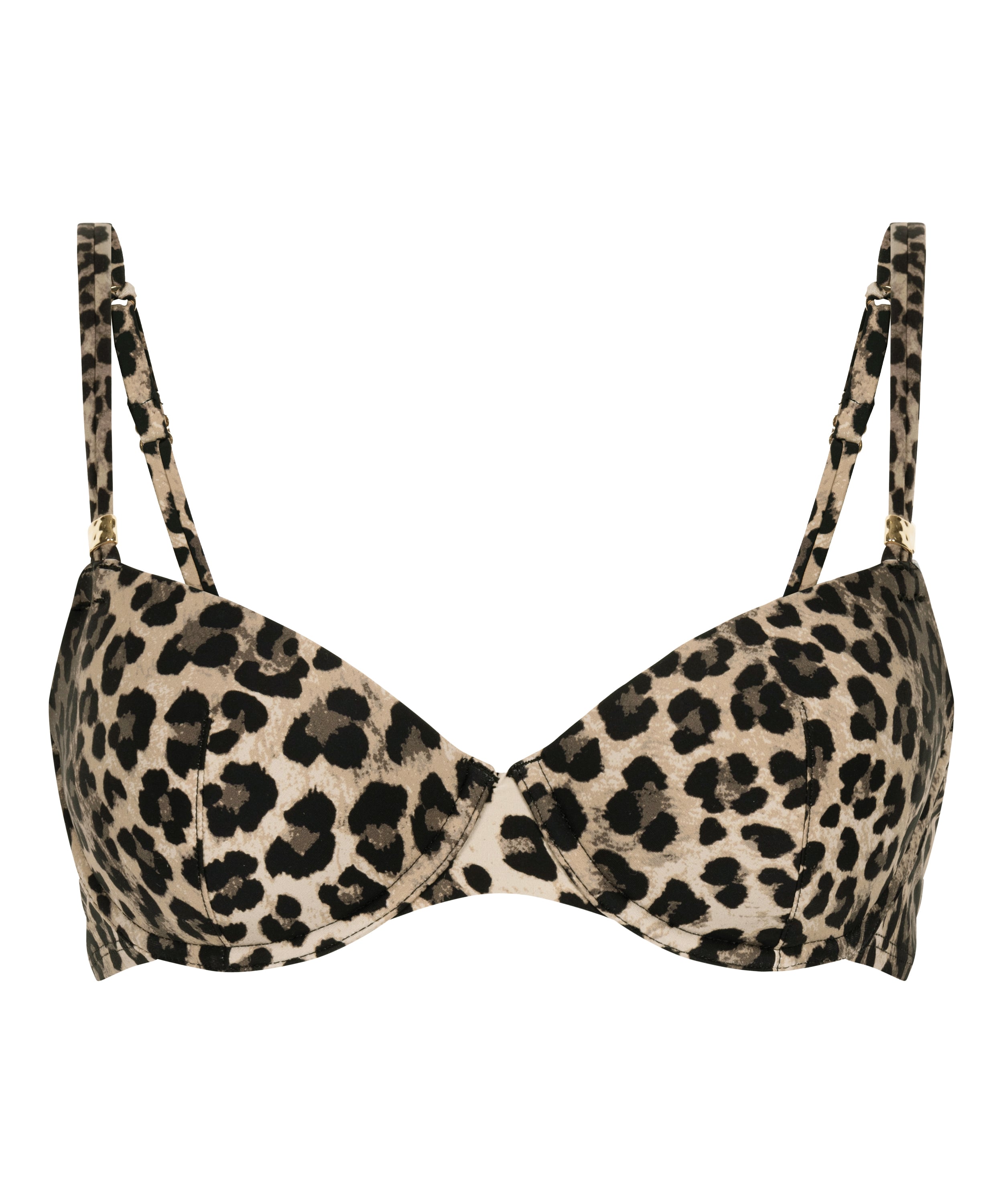 Animalia Padded Underwired Bikini Top, Brown, main
