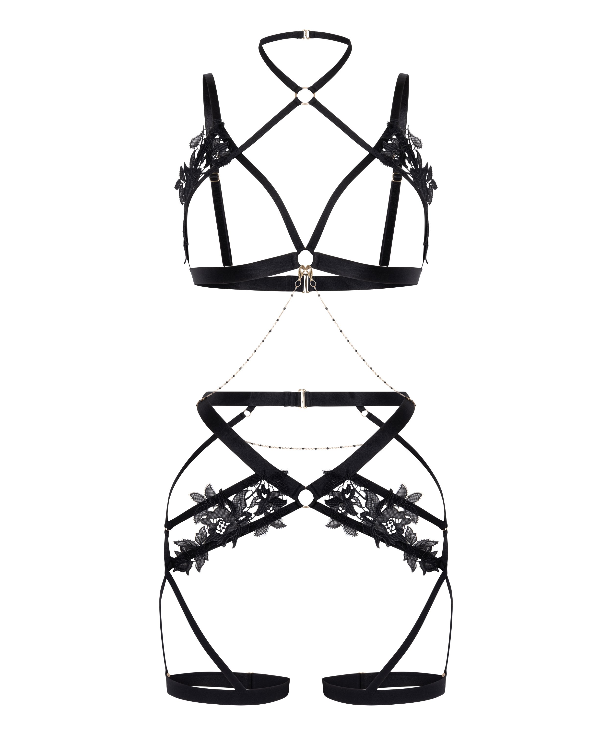 Applique Harness, Black, main