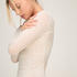 super soft Lace V-Neck shirt with Cashmere, White