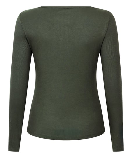 Longsleeved Pyjama Top Henley, Green