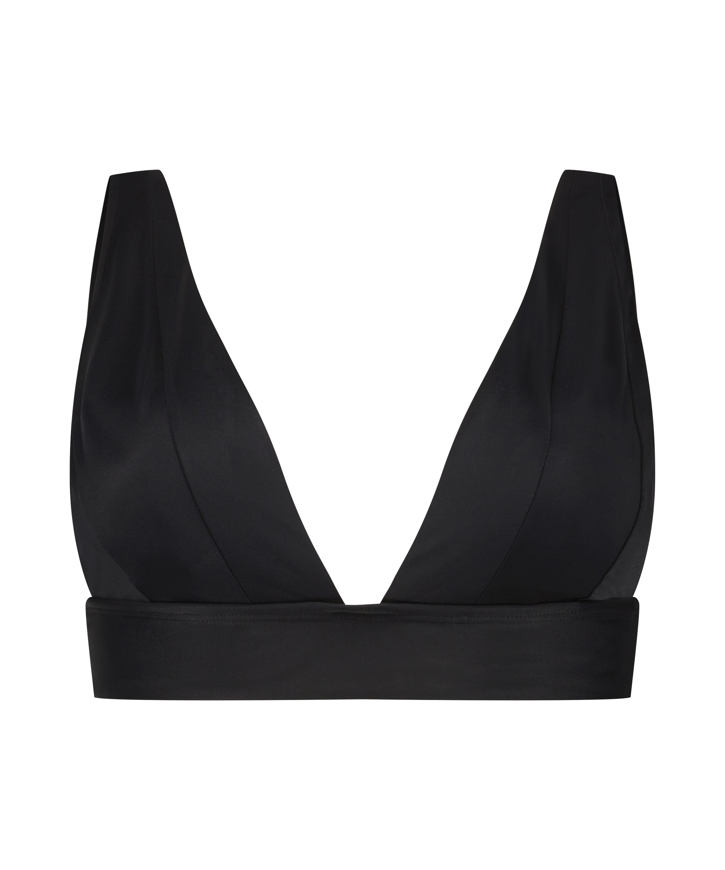 Luxe Triangle Bikini Top, Black, main