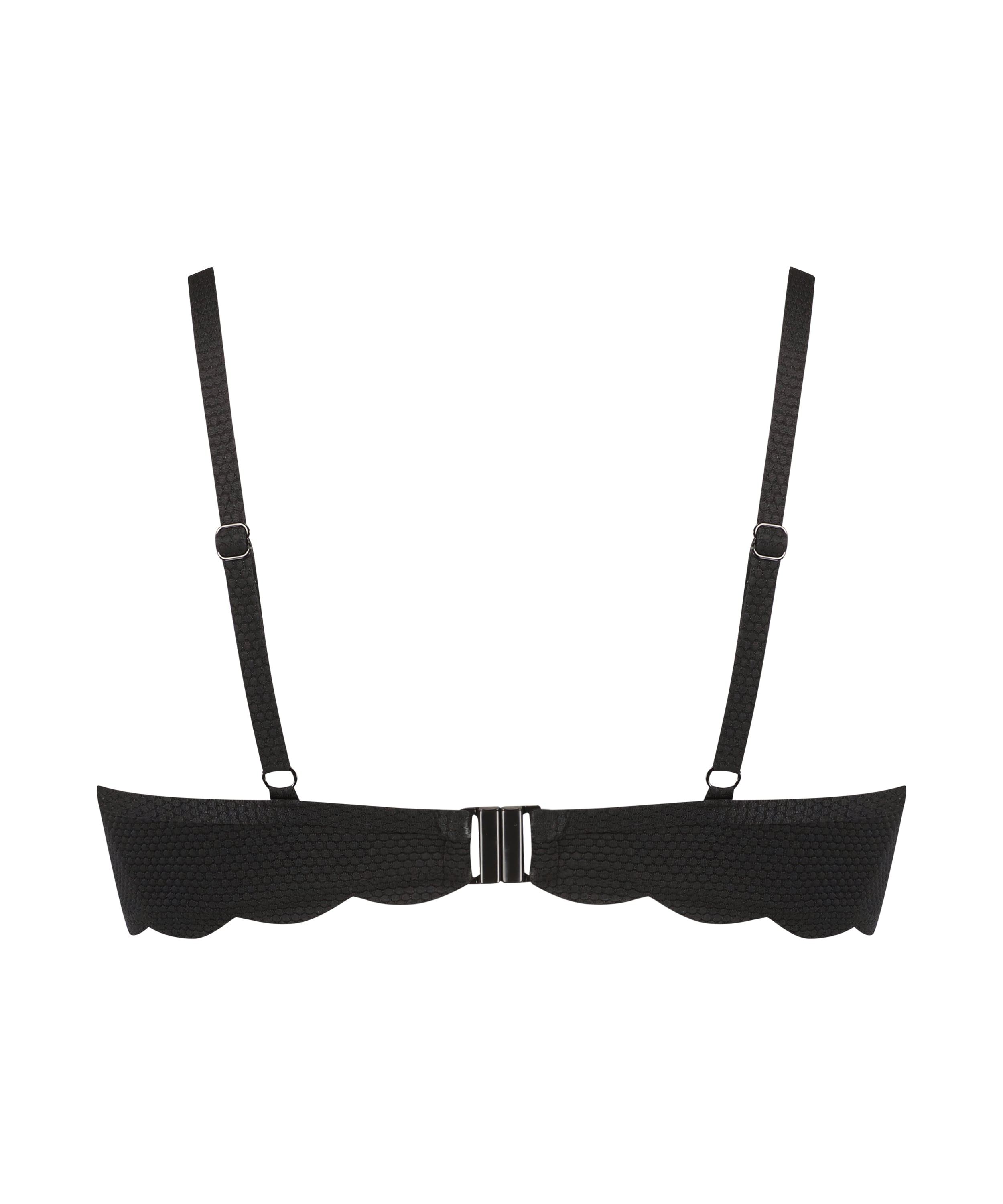 Scallop Padded Underwired Bikini Top, Black, main