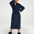 Long Fleece Bathrobe, Blue