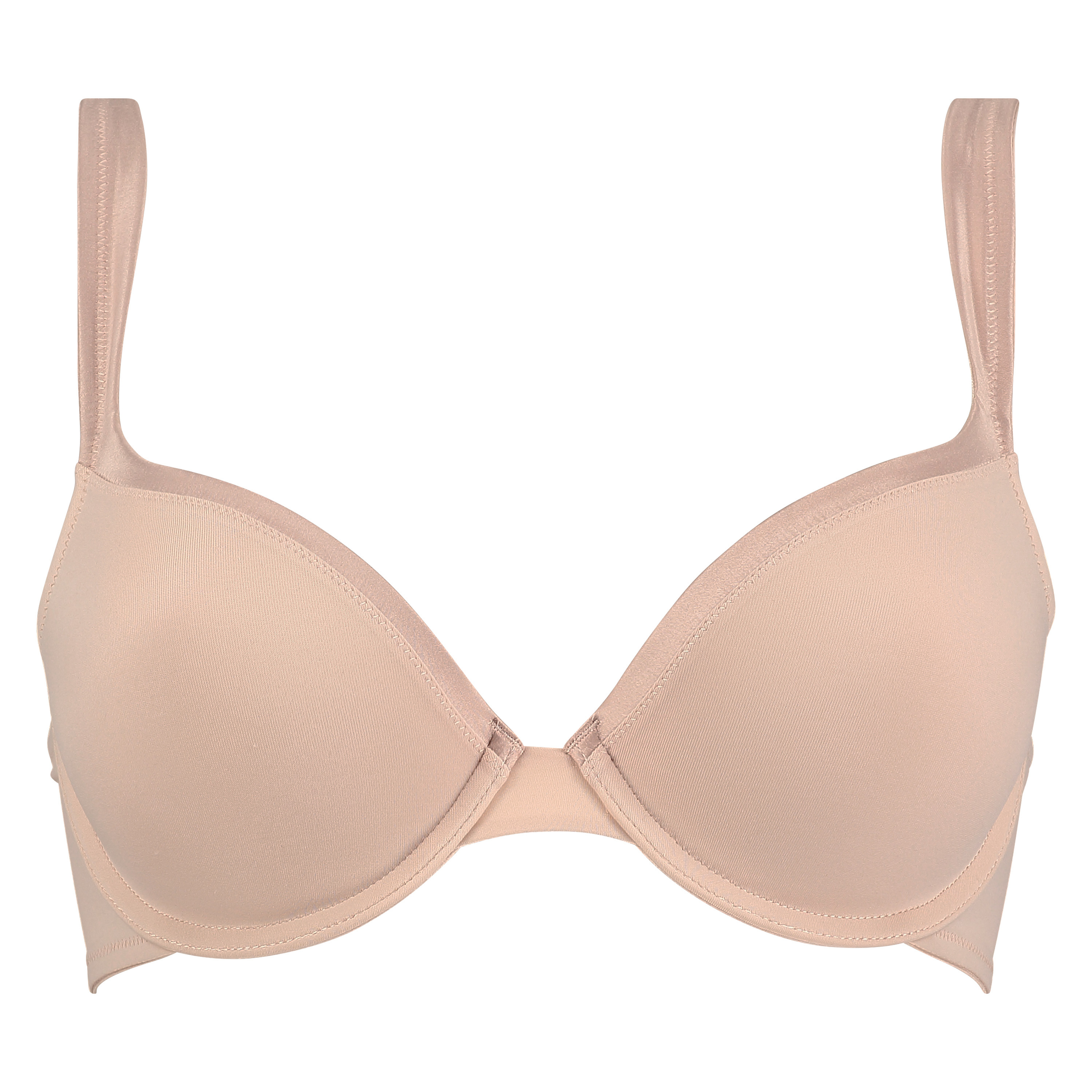 Padded Underwired Bra Satin Fleece, Beige, main