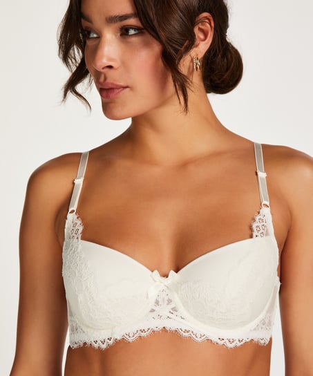 Daisy Padded Underwired Bra, White