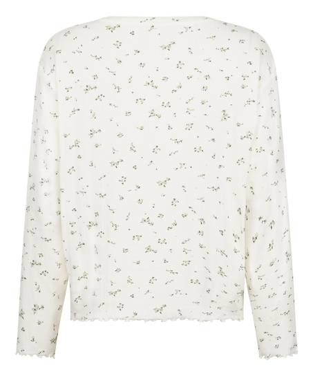 Pyjama Top Loose Pointelle, White