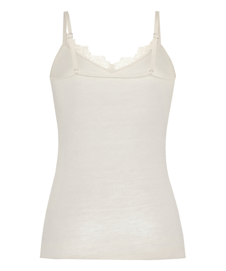 super soft Lace V-Neck cami with Cashmere, White