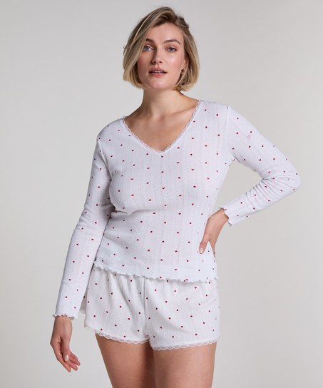 Pointelle Pyjama Shorts, White