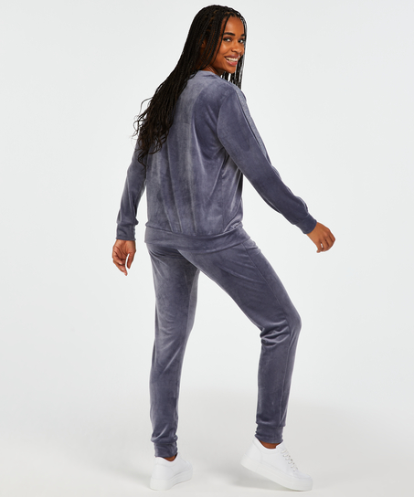 Velour Shimmer Tape Tall jogging bottoms, Gray