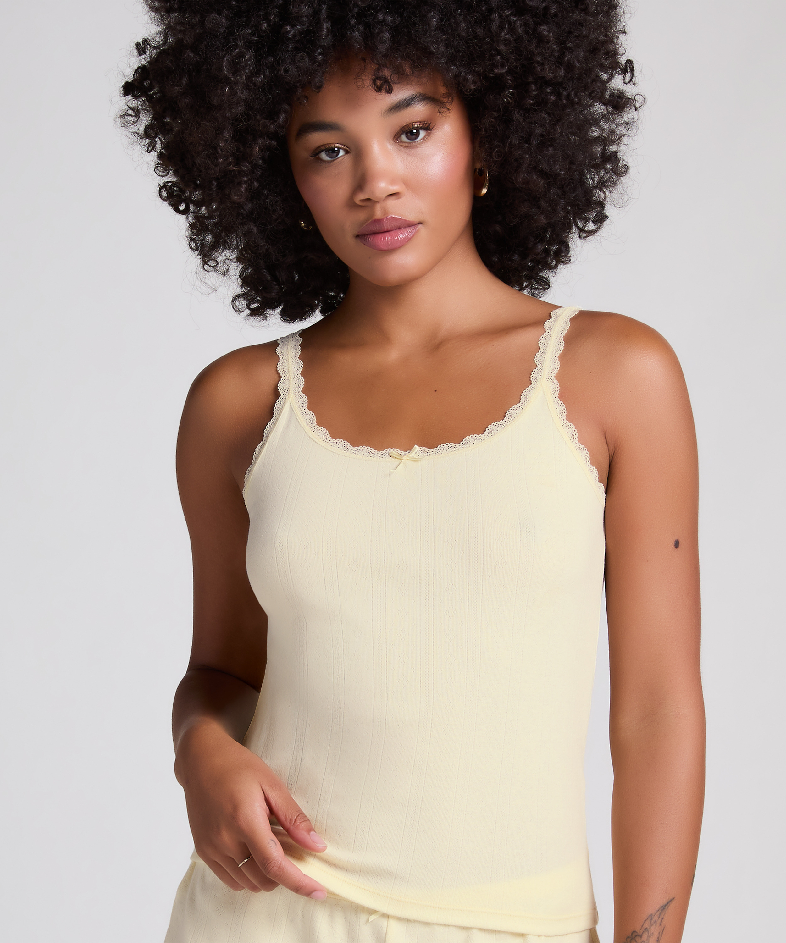 Pointelle Singlet, Yellow, main
