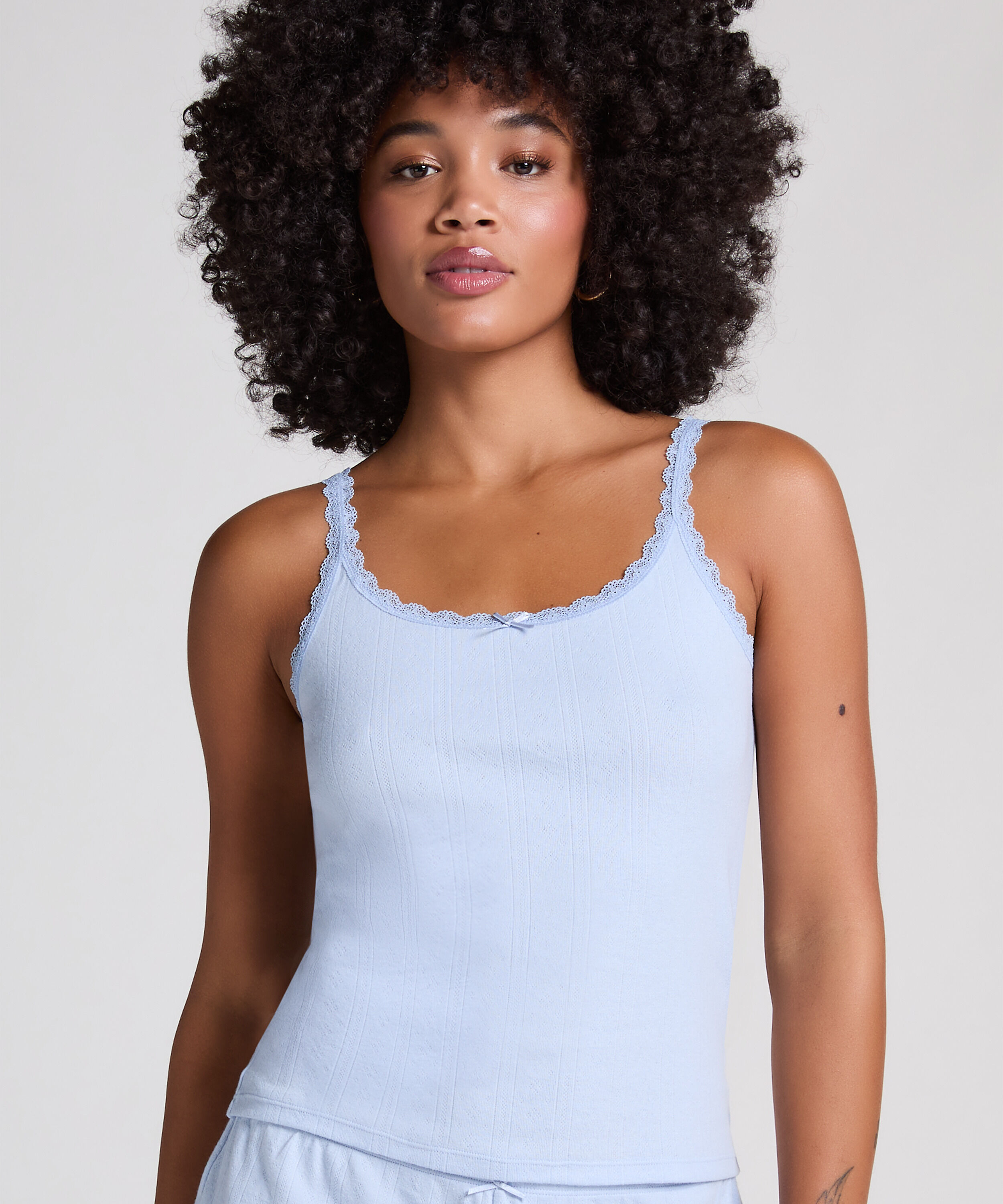 Pointelle Singlet, Blue