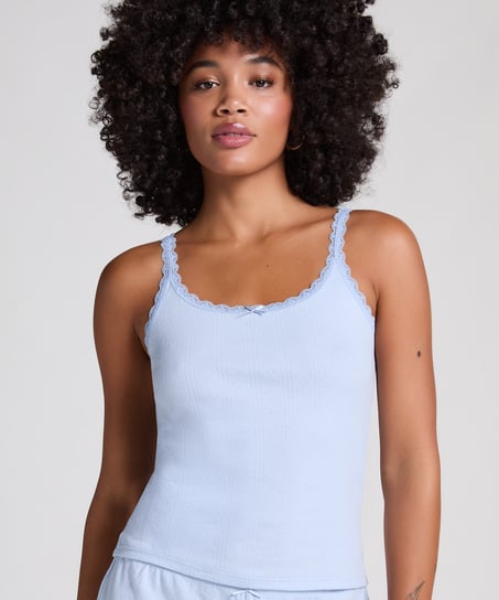Pointelle Singlet, Blue