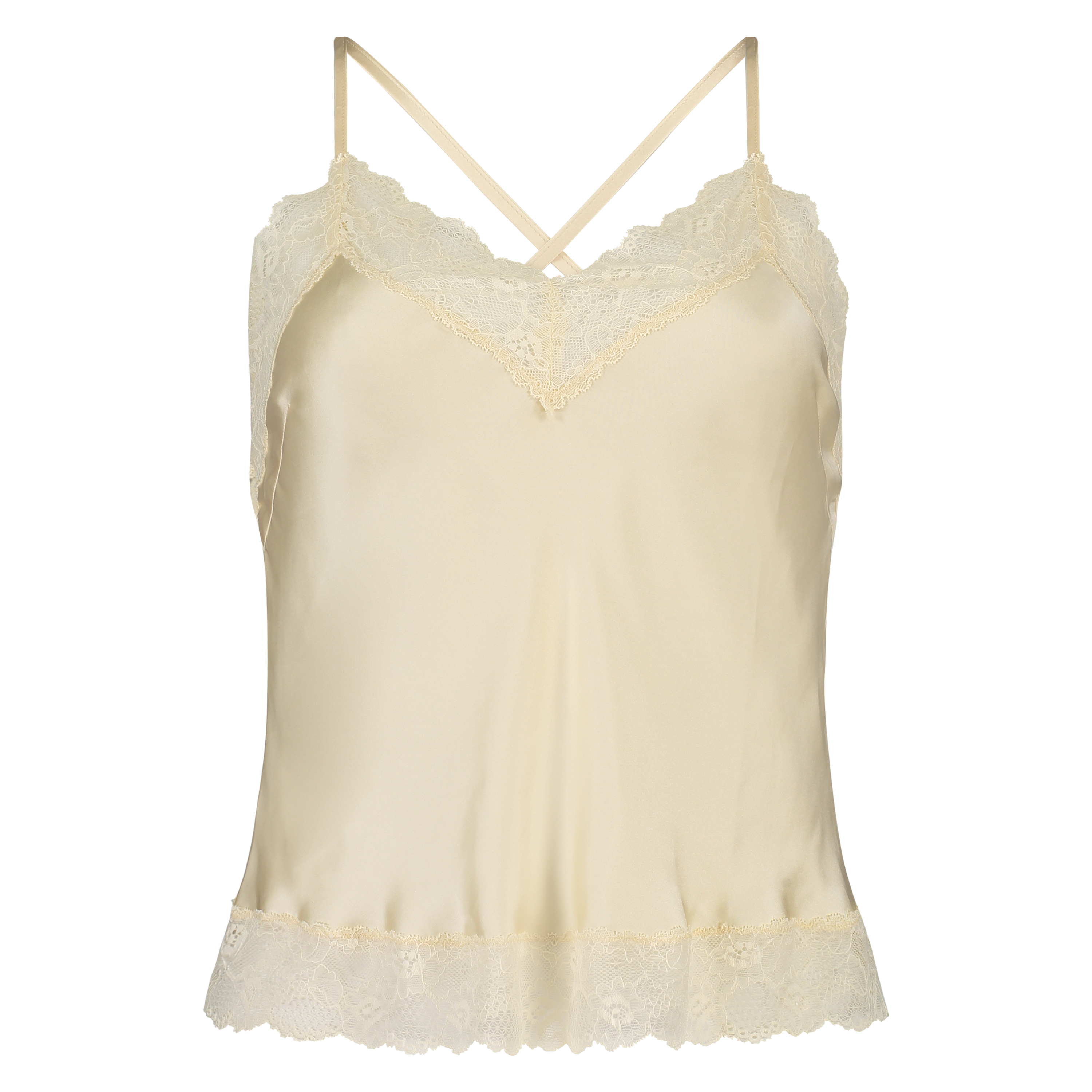 Satin Lace cami top, Beige, main