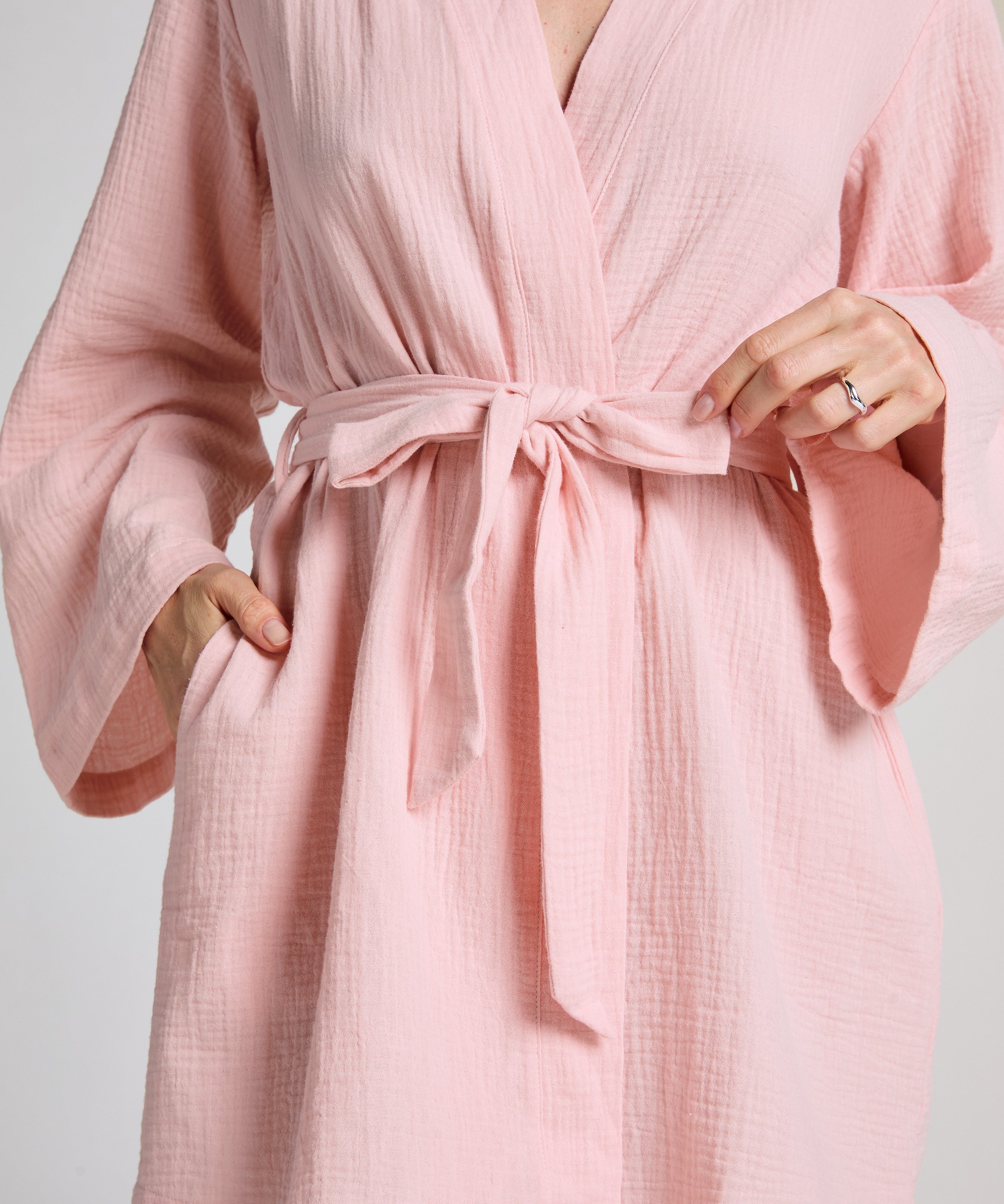 Muslin Robe Short, Pink, main
