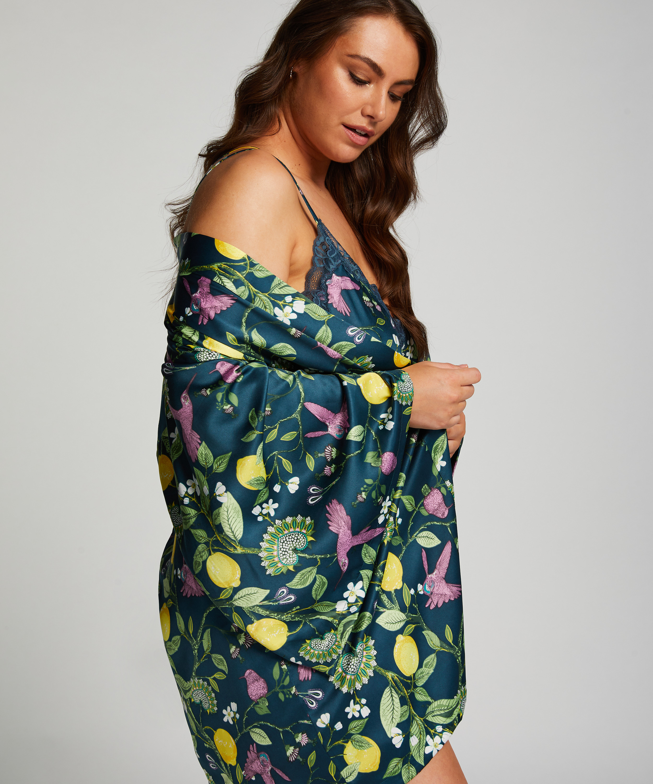 Satin Kimono, Blue, main