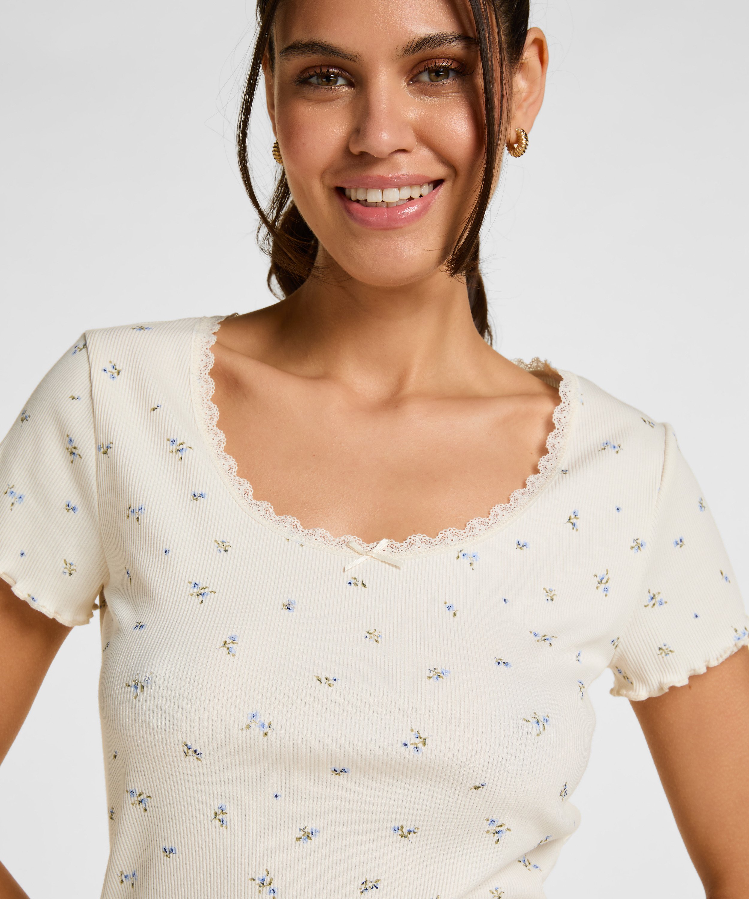 Daisy Pyjama Shirt, White, main
