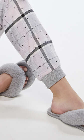 Fake Fur Slippers, Grey