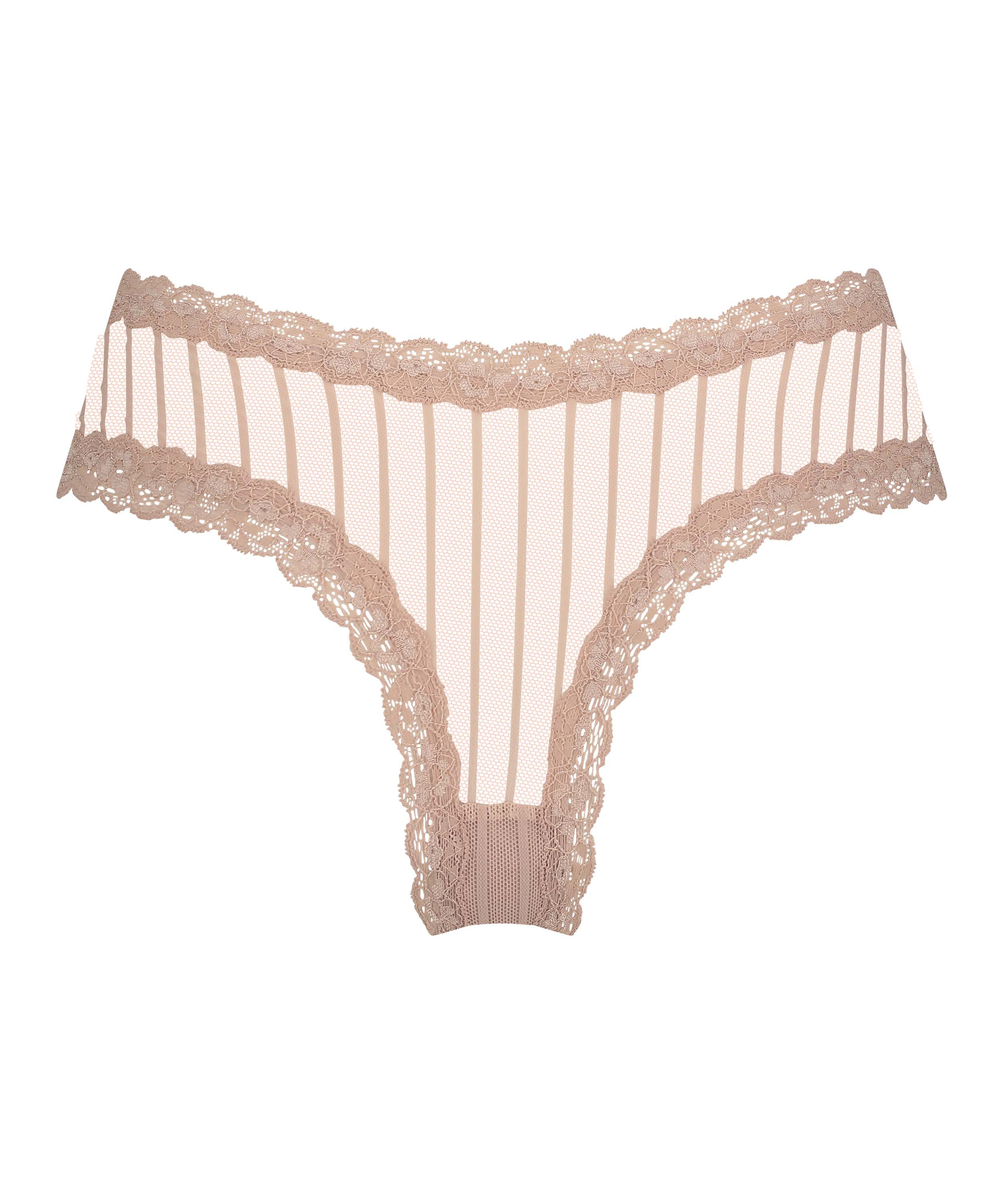 V-shaped Brazilian knickers mesh, Beige, main