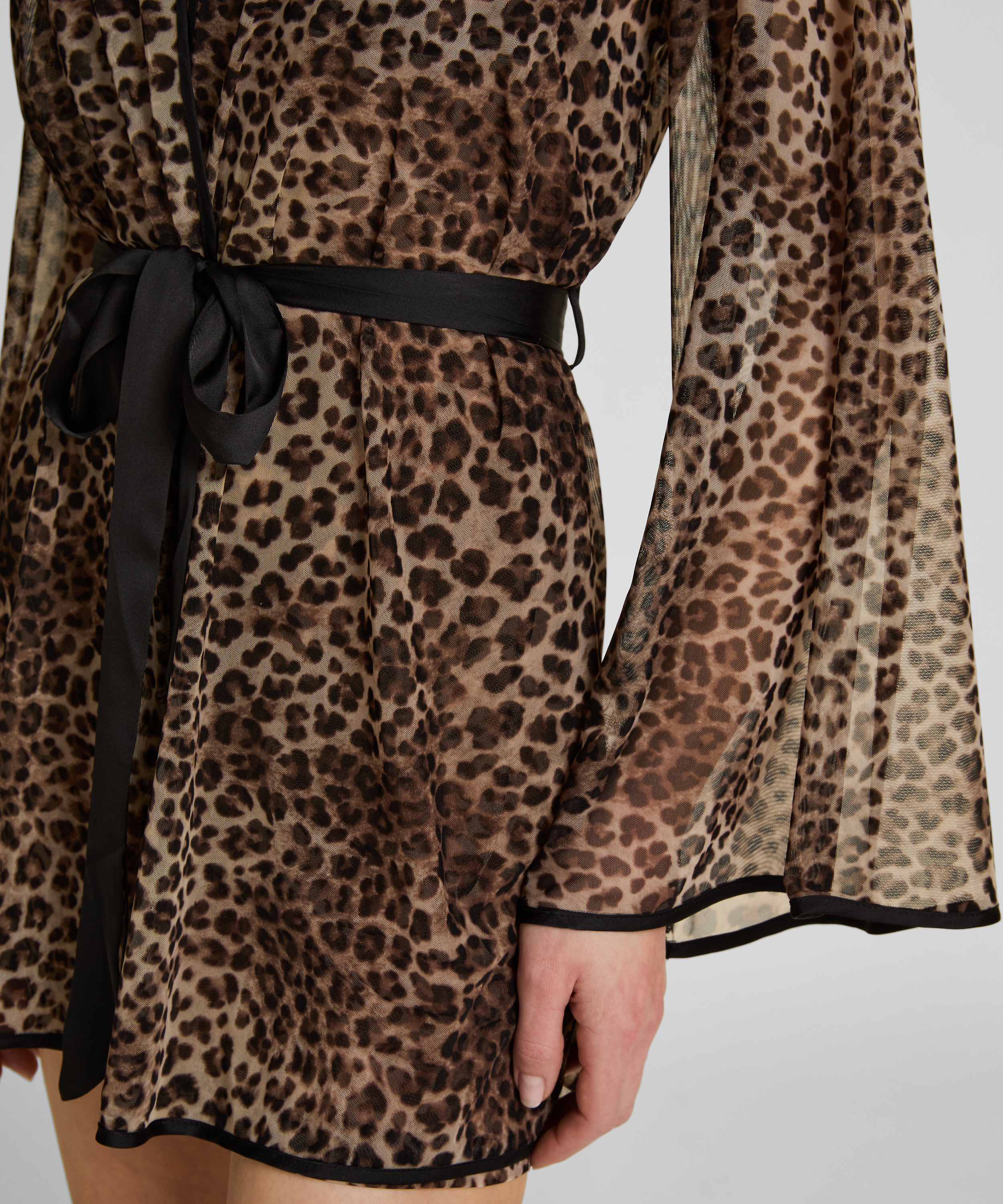 Leopard Mesh Kimono, Black, main