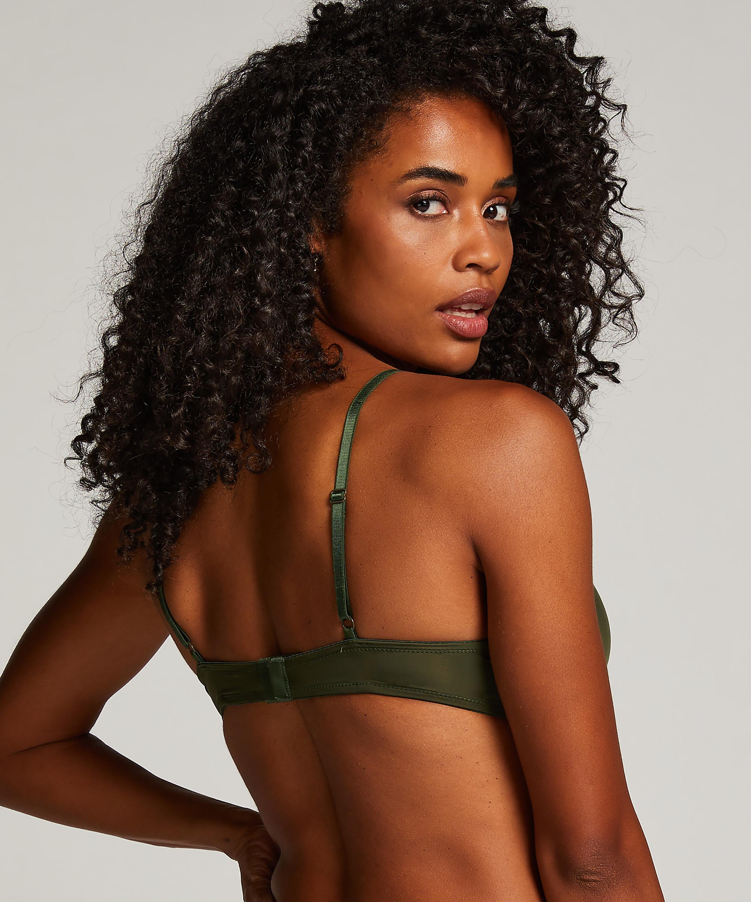 Plunge Padded Underwired Bra, Green, main