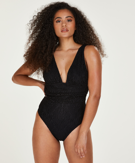 Crochet swimsuit, Black