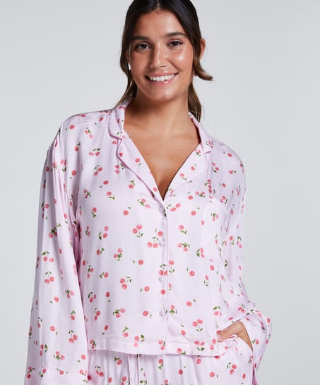 Satin Long-Sleeved Jacket, Pink