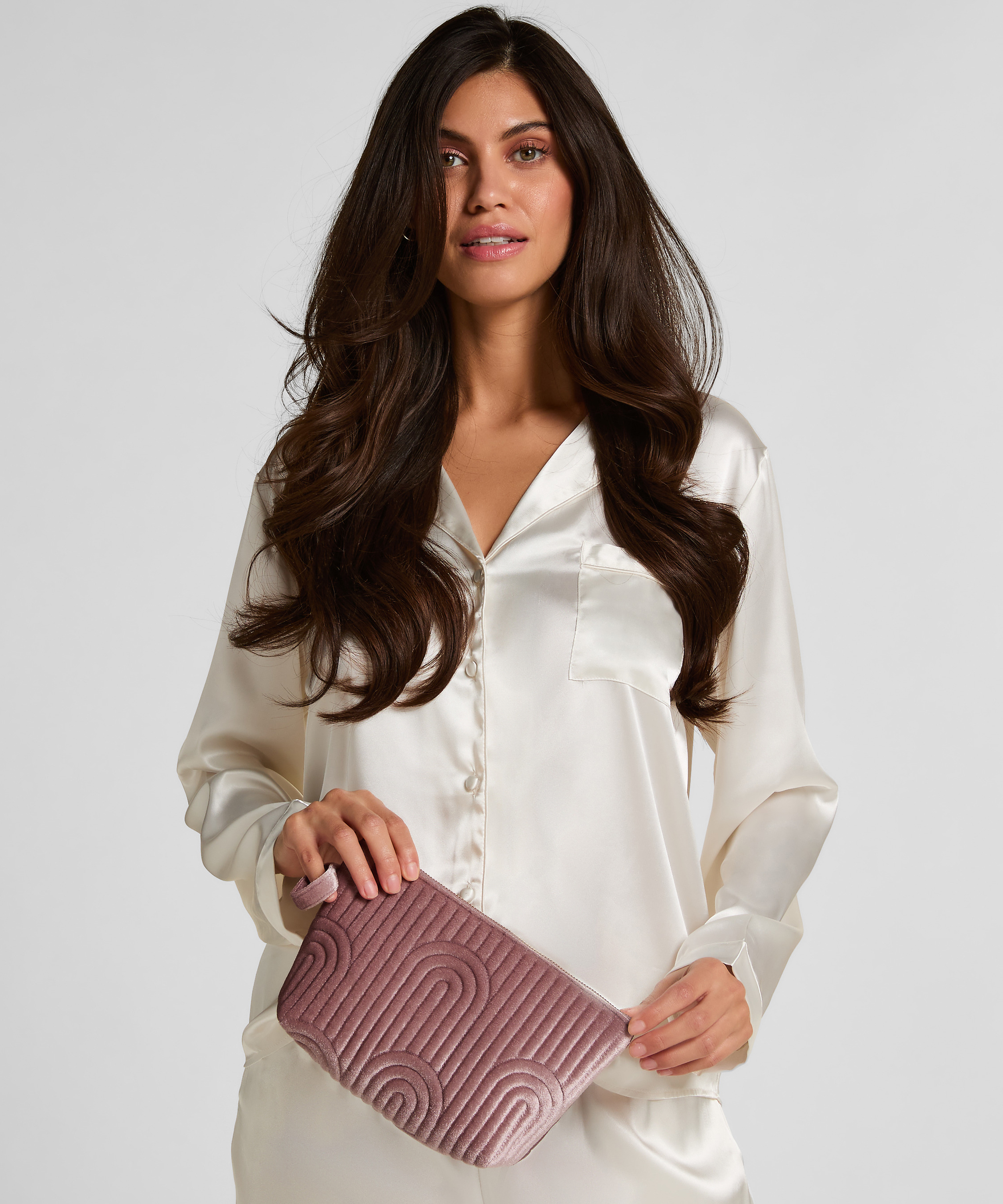 Velour Make-Up Bag Small, Purple, main