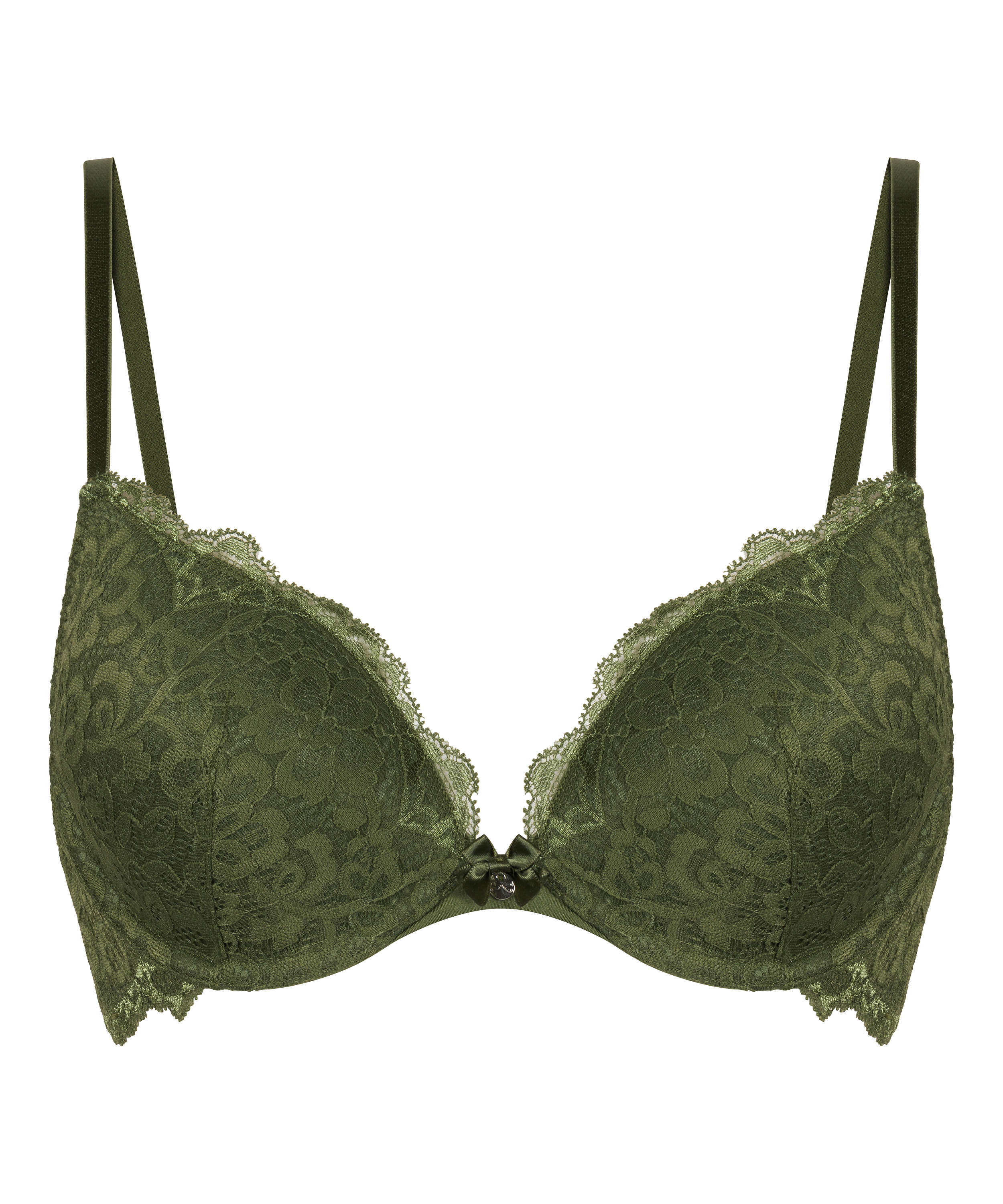 Marine Padded Push-Up Underwired Bra, Green, main