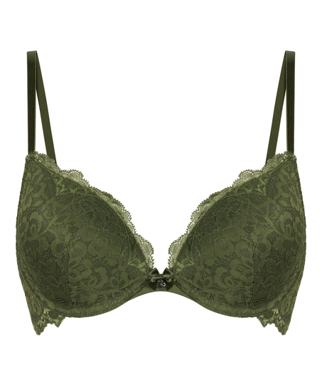 Marine Padded Push-Up Underwired Bra, Green