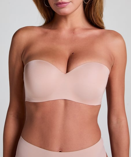 Smooth Padded Underwired Strapless Push-Up Bra, Beige