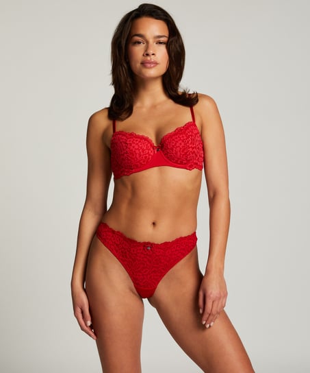 Rose Padded Underwired Bra, Red