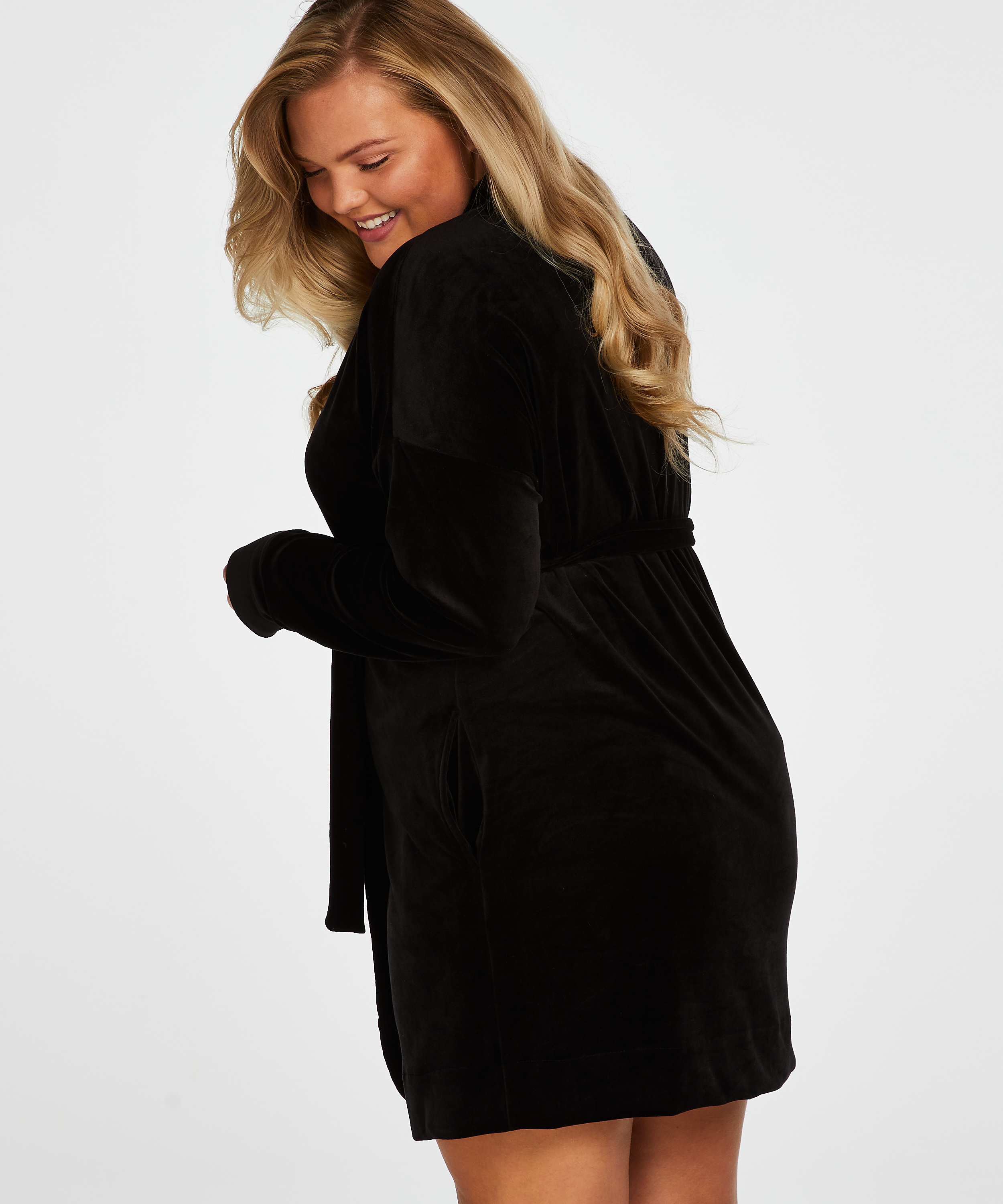 Velvet Bathrobe, Black, main