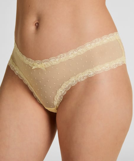 V-shaped Brazilian knickers mesh, Yellow
